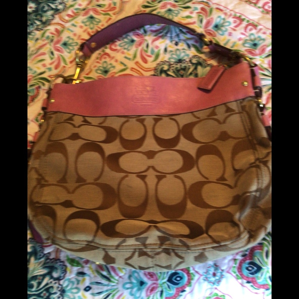 COACH Large Logo and Leather Satchel